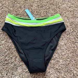 Women's Black and Green Bikini Bottom
